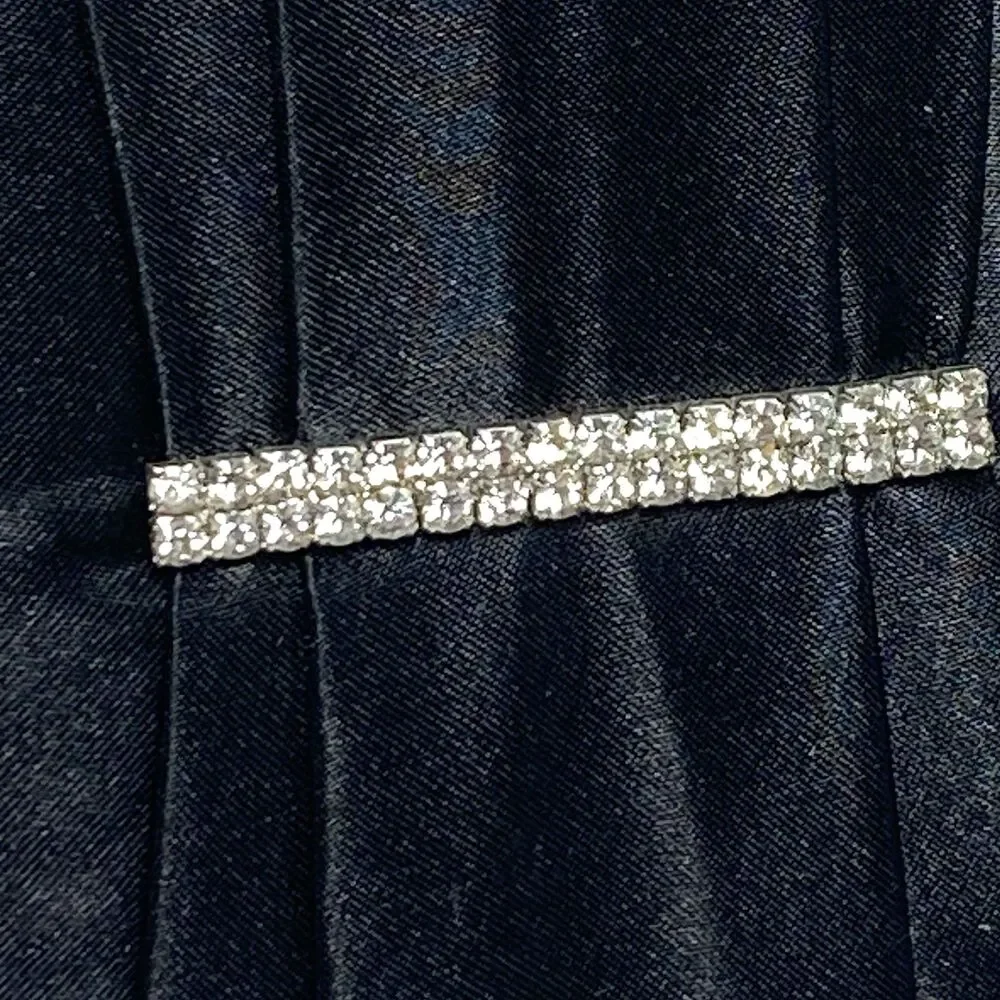 Style & Co. Women's Black Satin Faux Diamond Jewels Snap Closure Clutch